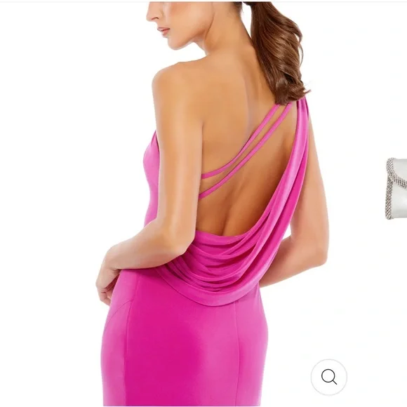 Mac duggal JERSEY ONE SHOULDER DRAPED BACK GOWN - Picture 3 of 6